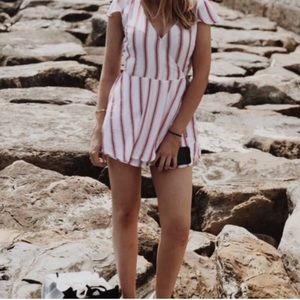 Hollister Striped Wrap Skort Romper